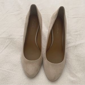 Calvin Klein Taupe Suede Heels